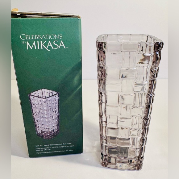 Mikasa Crystal Basketweave Vase NIB - Picture 7 of 11